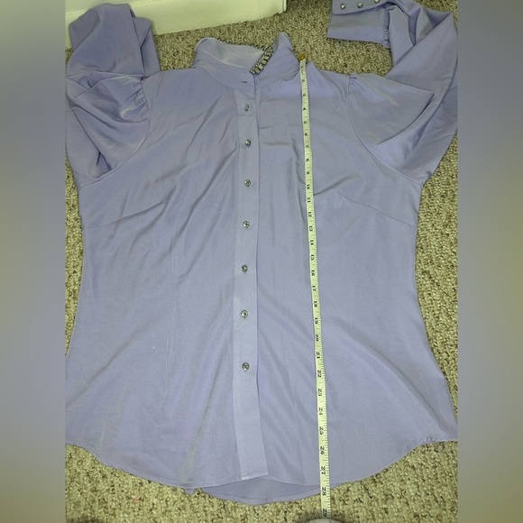 Boston Proper Crystal Embellished Collar Victoria Chic Drama Sleeve Shirt XL - Picture 11 of 13